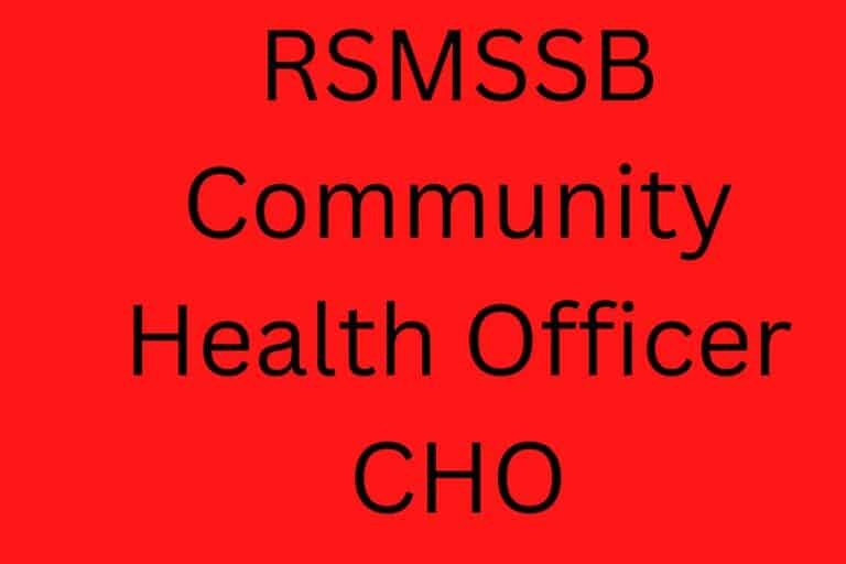 Rsmssb Community Health Officer Cho